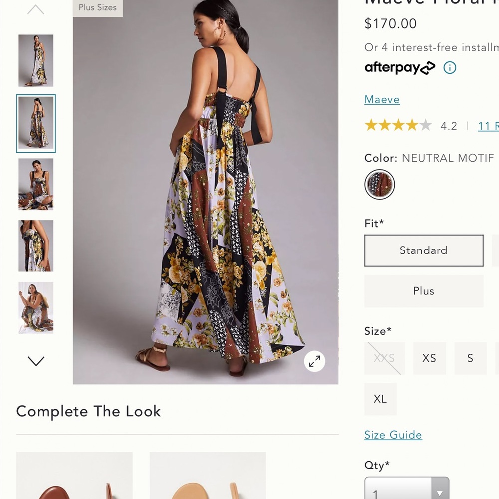 Maeve Patchwork Floral Maxi Dress in Black, White, Yellow and Brown - Picture 3 of 7